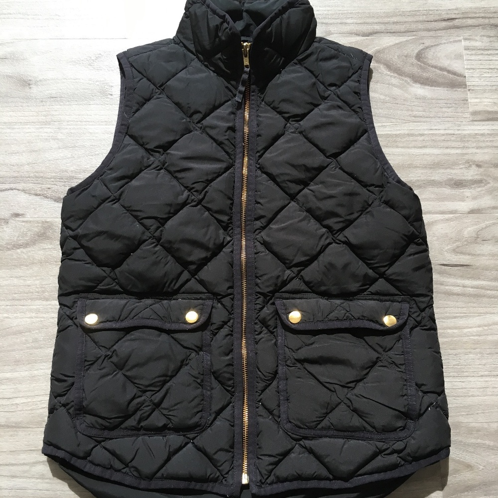 J. Crew Down Quilted Puffy Vest (women, xs, black)